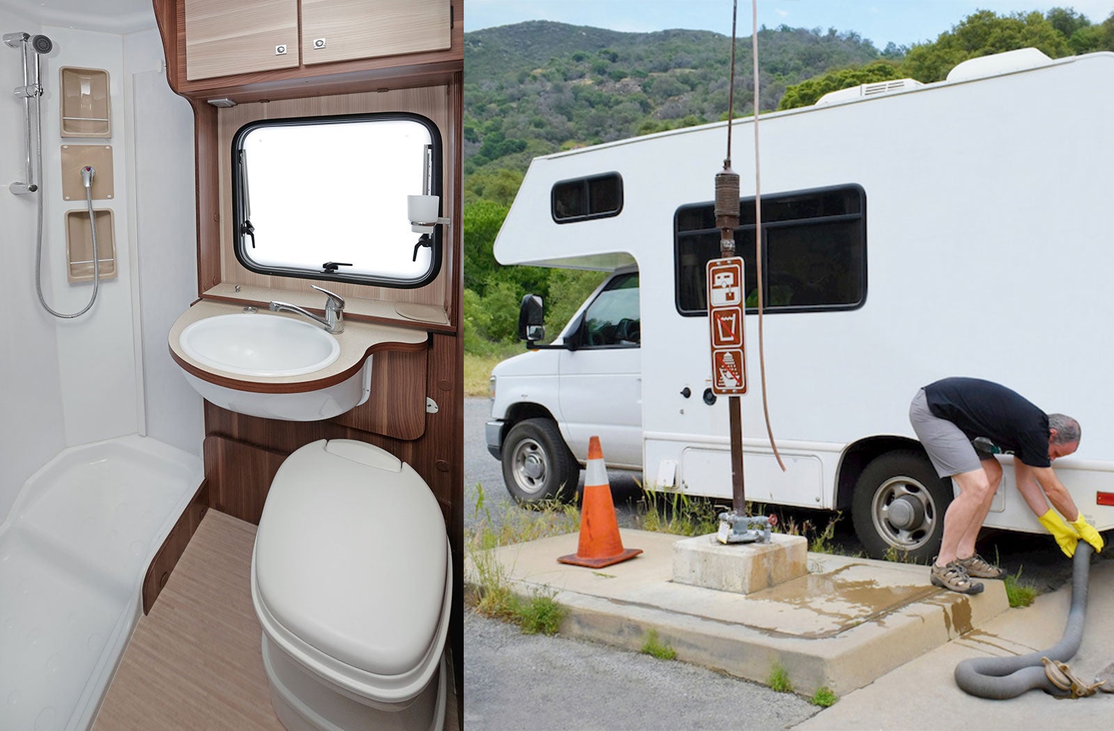 Portable RV/camper toilet and holding tank setup in Gastonia, North Carolina